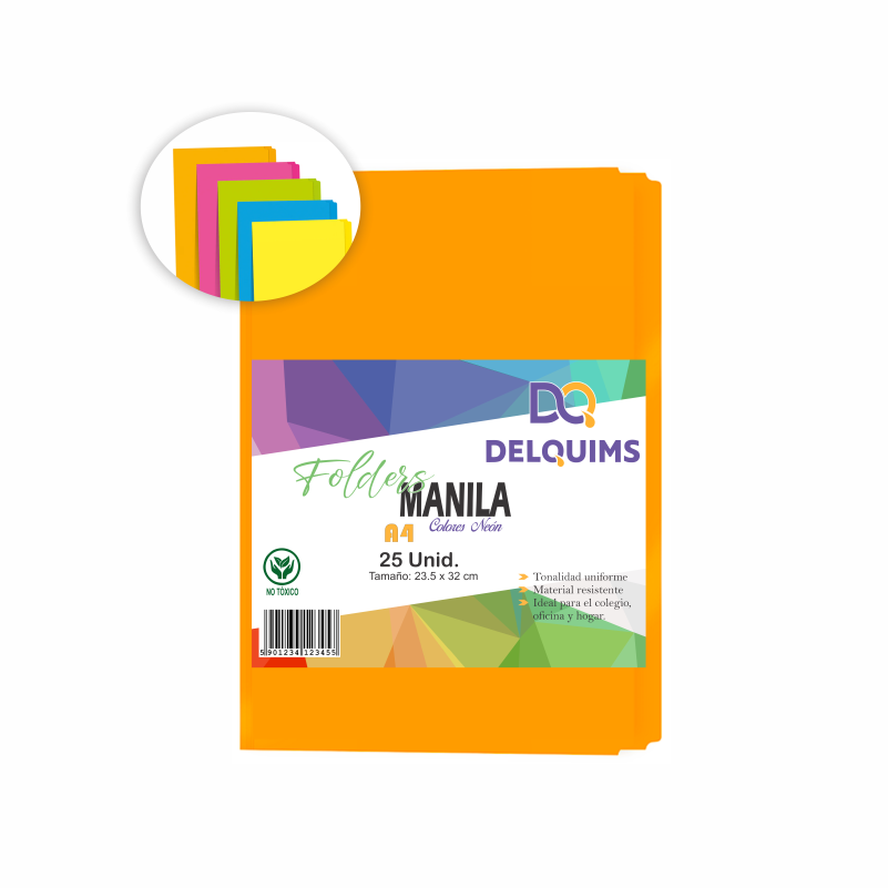 FOLDER MANILA DE COLORES DQ DELQUIMS